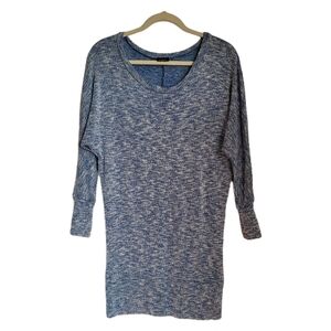 Noble U Top L Large Blue Knit Tunic Pullover Scoop Neck